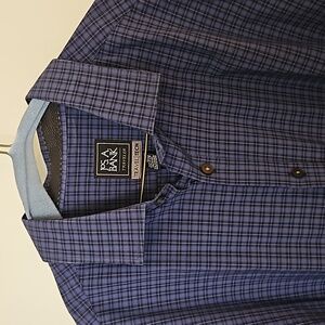 Jos A Bank Travel Tech Button Down Shirt Blue/Purple Size XL